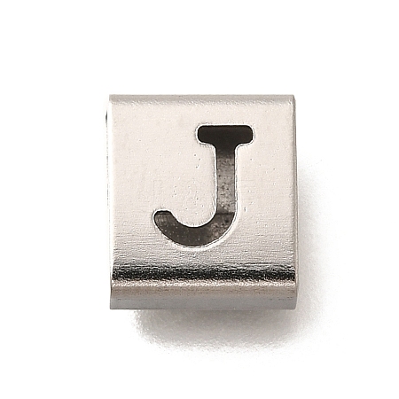 Letter Style 304 Stainless Steel Square Slide Charms STAS-L132-11J-1