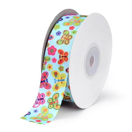 Single Face Printed Polyester Grosgrain Ribbons SRIB-Q019-D019-1