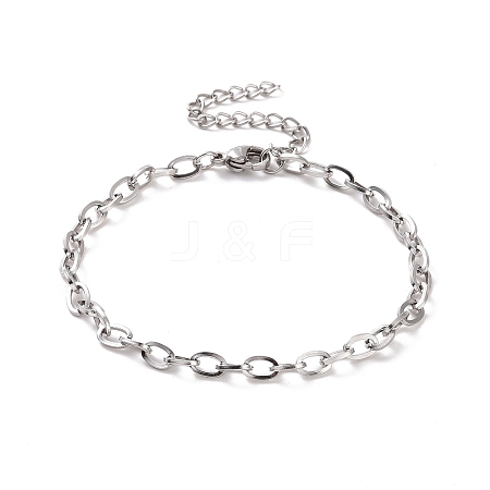 Non-Tarnish 304 Stainless Steel Cable Chain Bracelet for Men Women BJEW-E031-05C-P-1