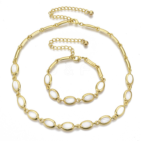 Oval Links Bracelet & Necklace Jeweley Sets BJEW-S121-06-1