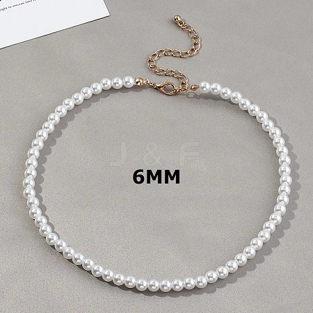 Plastic Imitation Pearl Round Beaded Necklaces for Women WGF0340-09-1