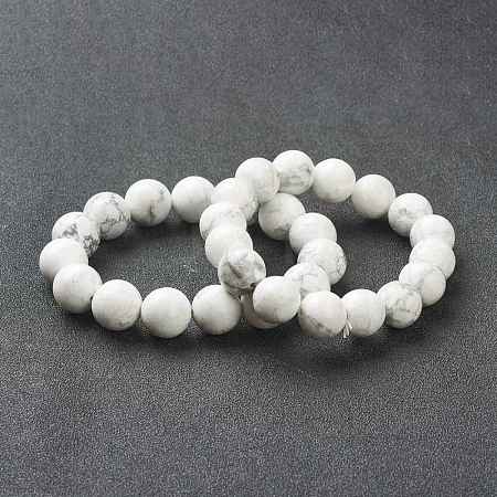 Natural Howlite Beaded Stretch Bracelets BJEW-A117-C-03-1