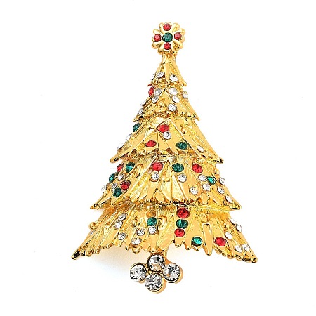 Christmas Theme Alloy Colorful Rhinestone Brooches JEWB-S022-02D-G-1