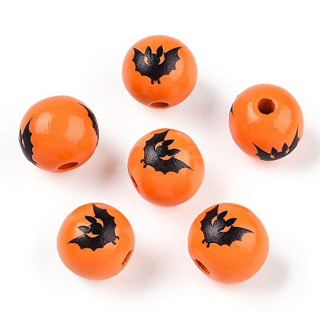 Halloween Theme Wood European Beads WOOD-N016-04I-1