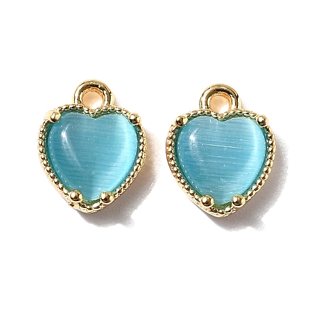 Heart Brass Charms KK-D024-02D-G-1