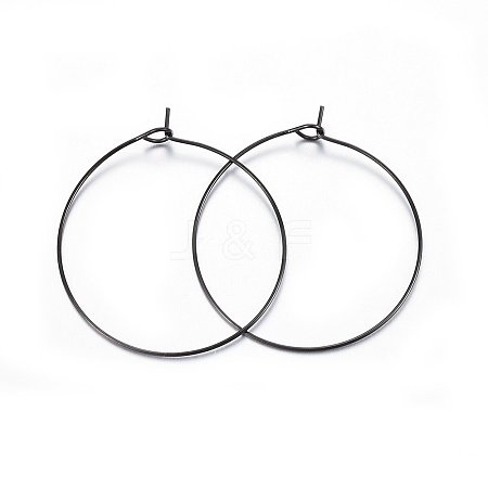 304 Stainless Steel Hoop Earring Settings STAS-H467-01B-35MM-1