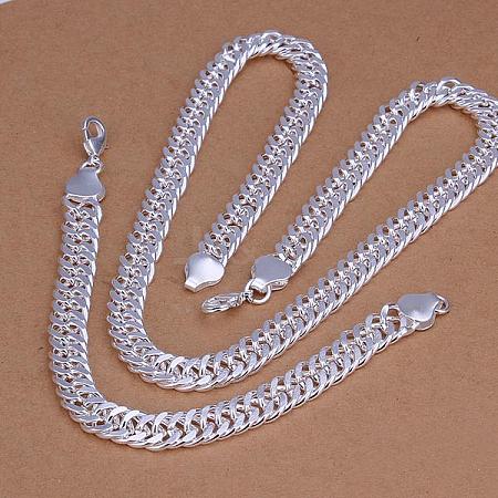 Trendy Silver Color Plated Brass Party Jewelry Sets For Men SJEW-BB11375-1