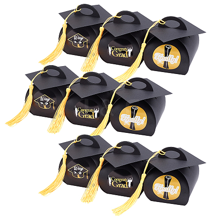 Graduation Cap Shaped Paper Gift Box CON-WH0072-76-1