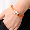 Alloy Cubic Zirconia & Enamel Braided Syntheti Leather Cord Cuff Bangles FS-WG13903-05-1