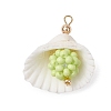 Clam Shell & Glass Seed Beaded Pendants PALLOY-MZ00526-05-1