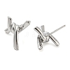 Rhodium Plated Knot Shape 925 Sterling Silver Stud Earring Findings STER-Q192-09P-2
