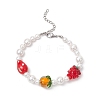 Handmade Lampwork Fruits & Shell Pearl Beaded Bracelets for Women BJEW-TA00650-2