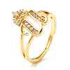 Clear Cubic Zirconia Initial Letter with Crown Adjustable Ring RJEW-M139-17U-1