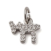 Brass Micro Pave Cubic Zirconia Chai Charms KK-P308-62P-1