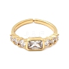 Brass with Cubic Zirconia Cuff Rings for Women RJEW-B160-07B-G-4