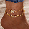2Pcs Alloy Rhinestone Link Anklets WG853BB-11-1