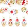 8Pcs 4 Colors Glass Seed Beaded Cupcake Pendants FIND-TA0009-15-1