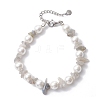 Natural Labradorite Chip & Glass Shell Round Beaded Bracelets BJEW-JB12317-03-2