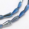 Faceted Rainbow Plated Teardrop Electroplated Glass Beads Strands EGLA-F104-03A-2