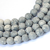 Frosted Natural Polychrome Jasper/Picasso Stone/Picasso Jasper Beads Strands LS-G-E334-6mm-24-1