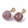 Top Golden Plated Natural Strawberry Quartz Pendants G-T131-03I-2