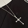 Alloy Full Crystal Rhinestone Religion Cross Pendant Cable Chain Necklaces for Women PW-WG8E4F5-01-3