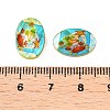 Natural Freshwater Shell Double Face Printed Oval Charms SHEL-T020-05B-3