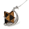 Star Natural & Synthetic Gemstone Pointed Dowsing Pendulums HJEW-Z007-01P-4