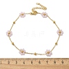 304 Stainless Steel & Synthetic Stone Daisy Flower Chain Anklets for Women AJEW-B031-01G-02-5