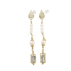 Natural Pearl Dangle Stud Earrings EJEW-P256-26G-1