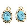 Synthetic Turquoise Oval Pendants KK-U043-46G-A-1