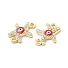 Evil Eye Alloy Enamel Connector Charms PALLOY-I217-13G-3