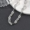 304 Stainless Steel Dapped Chains Bracelets for Women BJEW-D466-08C-P-5