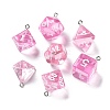 7Pcs 7 Styles Transparent Resin Polyhedral Dice Pendants Set RESI-A029-01D-1