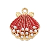 Alloy Enamel Pendants with Plastic Imitation Pearl FIND-Z070-04G-01-1