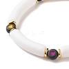 Acrylic Chunky Curved Tube Beaded Stretch Bracelet with Heart for Women BJEW-JB07586-7