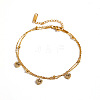304 Stainless Steel Crystal Rhinestone Triple Heart Charm 2-Strand Anklets for Women WG509DE-01-4