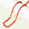 304 Stainless Steel with Glass Faceted Rondelle Bead Handmade Link Chain Birth Stone Necklaces for Women NJEW-G195-01G-02-3