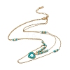 Enamel Charms Double Layer Necklace with Synthetic Turquoise Beaded NJEW-P269-20A-G-1