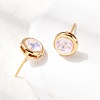 Brass Glass Stud Earrings EJEW-F391-05G-01-5
