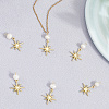 6Pcs Brass & Natural Pearl Star Pendants KK-BBC0019-33-7