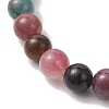 Round Natural Multicolor Tourmaline Beads Stretch Bracelets for Women Men BJEW-JB13524-3