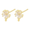 Brass Micro Pave Clear Cubic Zirconia Stud Earring Findings KK-Z099-02G-01-1