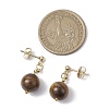 Natural Tiger Eye Round Beads & 304 Stainless Steel Components Dangle Earrings for Women EJEW-JE06231-02-3