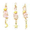 3Pcs 3 Styles Electroplated Natural Quartz Crystal Big Pendants PALLOY-YW00079-05-1