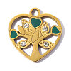 304 Stainless Steel with Green Enamel Charms SA-OY001-92G-1