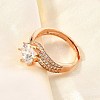 Brass Micro Pave Clear Cubic Zirconia Finger Rings for Women RJEW-R015-01G-3