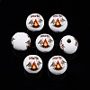 Camping Theme Printed Wooden Beads WOOD-D006-11-3