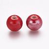 Pearlized Red Handmade Porcelain Round Beads X-PORC-D001-10mm-15-2
