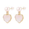 Heart Brass Micro Pave Clear Cubic Zirconia Dangle Stud Earrings PEAR-N017-07B-1